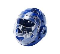 Karate Headgear with Forehead and Ear Protection Face Cover Training Helmet for Sparring Boxing MMA- Blue XS