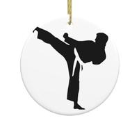 karate-highkick-icon Christmas Ornaments, Holiday Decorations, Christmas Tree Ceramic Hanging
