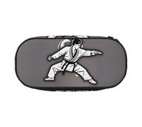 Karate-Highkick-Icon Print Convenient High Capacity Pencil Bag Portable Makeup Pouch Students Teens Adults