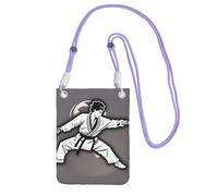 Karate-Highkick-Icon Print Crossbody Bag For Women, Shoulder Bag Purse, Travel Sport Mini Phone Bag, Phone Wallet, Purple, One Size