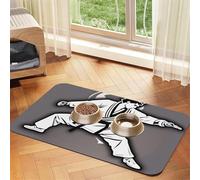 Karate-highkick-icon Print Pet Feeding Mat Dog Mat for Food and Water Bowl Dogs Water Dispenser Mat Dogs Accessories
