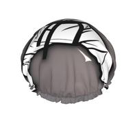 Karate-Highkick-Icon Print Shower Cap For Women Reusable Double Layer Stylish Soft Bath Cap With Lining Elastic Band