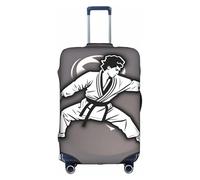 karate-highkick-icon print Washable Travel Luggage Cover Abstract Colorful Print Luggage Suitcase Protector, White, Medium, White, Medium