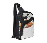 Karate-highkick-icon Printed Chest Bag Sling Bag for Men Women, Waterproof Crossbody Backpack Men Bag for Runner Workout Hiking Cycling Travel