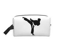 Karate-highkick-icon Printed Double Sided Storage Bag, Large Makeup Pouch with Black Lining for Travel and Home