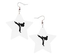 Karate-Highkick-Icon Printed Leather Pierced Earring Set, 1 Pair Lightweight Bohemian Earrings Birthday Party Jewelry Gifts For Women