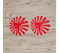 Karate Japanese Rising Sun Sticker Decal Vinyl Japan Martial Round - 2 Pack Red 10.2cm - for Car Boat Laptop Cup No Background Die-Cut