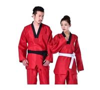 Karate Judo Training Competition Clothes Taekwondo Uniform Blue Coach Suit Kung Fu Unisex Costumes Clothing For Training(Red,L)