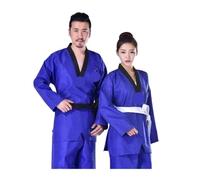 Karate Judo Training Competition Clothes Taekwondo Uniform Blue Coach Suit Kung Fu Unisex Costumes Clothing For Training(Blue,XL)