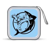 Karate Kicked Shark Fighting CD Case 40 Capacity DVD Storage CD Holder Organizer Disc Wallet Bag for Car Home