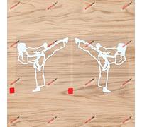 Karate Kicking Decal Sticker Vinyl Fight Black Belt - Mirror Images Reversed - Pair White 10.2cm - Die Cut No Background for Car Boat Laptop