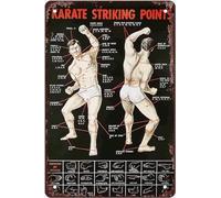 Karate Knowledge Metal Sign Karate Striking Points Infographic Posters Vintage Tin Sign Fof Home Venues Club Room Bar Wall Art Decor Plaque Wall Decor Gift For Women Men 8x5.5 Inch Plaque Tin Sign
