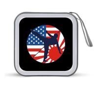 Karate Logo Flag Portable Zipper CD Case 40 Capacity DVD Collection Holder for Car Office Home Travel