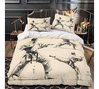 Karate Martial Arts Duvet Cover 3D Design Printed Extra Soft 3 Pieces Bedding Set Zipper Quilt Cover Hotel Quality Washable for Adults Kids Women Teens Youth Boys Single（135x200cm）