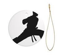 Karate Men Christmas Ceramic Circular Pendant Is An Excellent Addition To Your Holiday Decoration
