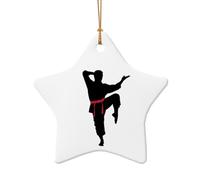 karate men Print Ceramic Star Heart Shaped Ornaments Christmas Tree Hanging Xmas Pendants Decor
