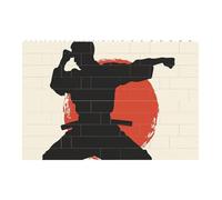 karate men print Printed Jigsaw Puzzle 14.4x9.8 CM, Rectangular Puzzle Challenging Game for Adults Gifts, Family Fun Decorative Wall Decor