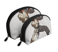 Karate Men Print Shell-Shaped 2-Piece Makeup Bag Set Travel Cosmetic Organiser Stylish Storage for Beauty & Gifts for Women Girls