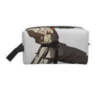 Karate Men Printed Cosmetic Case with Handle, Lightweight Compact Storage for Makeup, Toiletries & Gadgets, Make up Organiser for Travel, School, Work