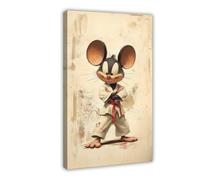 Karate Mouse Canvas Poster Wall Art Decor Print Picture Paintings for Living Room Bedroom Decoration 24x36inch(60x90cm)