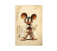 Karate Mouse Canvas Poster Wall Art Decor Print Picture Paintings for Living Room Bedroom Decoration 20x30inch(50x75cm)