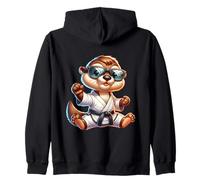 Karate Otter Mastery Cool Shades Fun Zip Hoodie
