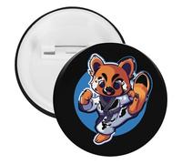 Karate Panda Round Tinplate Brooches Colorful Fashion Button Pins Badge for Backpacks Shirts Scarf