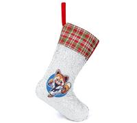 Karate Panda Sequin Christmas Stockings Decor Red