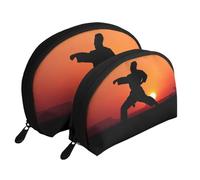 Karate Portable Shell Cosmetic Bag Set - Travel Makeup Organiser with Zipper & Inner Compartments