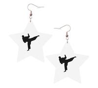 Karate Printed Leather Pierced Earring Set, 1 Pair Lightweight Bohemian Earrings Birthday Party Jewelry Gifts For Women