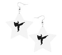 Karate Printed Leather Pierced Earring Set, 1 Pair Lightweight Bohemian Earrings Birthday Party Jewelry Gifts For Women