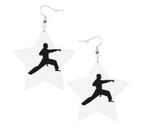 Karate. Printed Leather Pierced Earring Set, 1 Pair Lightweight Bohemian Earrings Birthday Party Jewelry Gifts For Women
