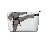 Karate Prints Corduroy Makeup Bag for Women Girls, Spacious Travel Cosmetic Organiser for Make-up, Toiletries & Essentials
