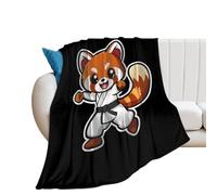 Karate Red Panda Funny Throw Blanket Soft Cozy Flannel Blankets Lightweight for Home Couch Sofa Bed