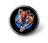 Karate Red Panda Round Brooches Colorful Fashion Button Pins Badge for Backpacks Shirts Scarf