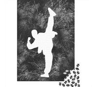 Karate Silhouette 1000-Piece Puzzle for Adults, 38x26cm/1000pcs, White Card Pieces for Easy Sorting; to Complete Gradually over A Weekend