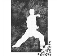 Karate Silhouette 22 1000-Piece Puzzle for Adults, 52x38cm/1000pcs, White Card Pieces for A Neat Table; Easy to Revisit Throughout The Week