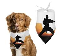 Karate Silhouette Dog Bandana Washable & Adjustable Triangle Scarf, Breathable Pet Scarf for Small Medium Large Pets, Cute Fashion Pet Accessory