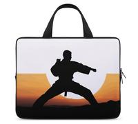 Karate Silhouette Laptop Bags Ultra-Thin, Lightweight & Waterproof 17inch Laptop Sleeve, Durable Neoprene Material, Portable Protective Computer Bag with Hand Strap