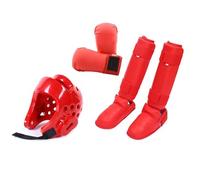 Karate Sparring Gear, Lightweight Taekwondo Sparring Protective Polyester Taekwondo, Adjustable Sponge Padded Karate Shin for Sparring, Karate, Muay Thai, Boxing, Kickboxing(Red,M)