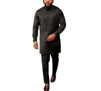 Karate Suit Kids 152 Simple for Men African Style Long Sleeve Plain Shirt Trousers Leisure Suit Leather Look Vest Men, black, 3XL