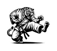 Karate Tiger Athlete Lettering Decals 42x48.3cm Personalized Customization Black