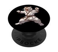 Karate Tiger Kung Fu MMA Kickboxing Jiu-Jitsu Tiger Lover PopSockets Adhesive PopGrip