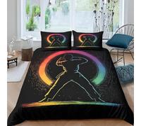 Karate Warrior Duvet Set Double Bedding Double Bed Set 200x200 3D Print Cool Duvet Double Cover Set Soft Microfiber Zippered Quilt Cover and 2 Pillowcases Adults M.1279
