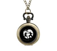 Karate Yin and Yang Sign Vintage Pocket Watch Alloy Pendant Watches Necklace Gift for Men Women Coppery-Style