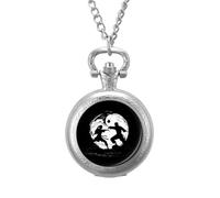 Karate Yin and Yang Sign Vintage Pocket Watch Alloy Pendant Watches Necklace Gift for Men Women Silver-Style