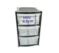 KARAVI 3 Tier Mini Plastic Storage Drawers Tower Unit | Chest Drawer Shelf Rack Organizer for School Office Home Storage | Storage Cabinet for Stationery Files Art Supplies