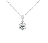 Karavionu 0.5Ct 1Ct 1.5Ct 2Ct Round Cut Lab Grown Diamond Necklace Pendant D-VS1 Diamond Solitaire Necklace Four Claws