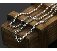 Karavionu 100% Real S925 Pure Silver Necklace 3MM Circle 925 Silver Chains for Men and Women Thai Silver Jewelry for Both Genders