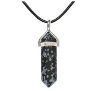 Karavionu 18" Black Cord Hexagonal Chakra Crystal Pendant Necklace with Gold Plating Bullet Gemstone Jewelry for Women & Men for Parties